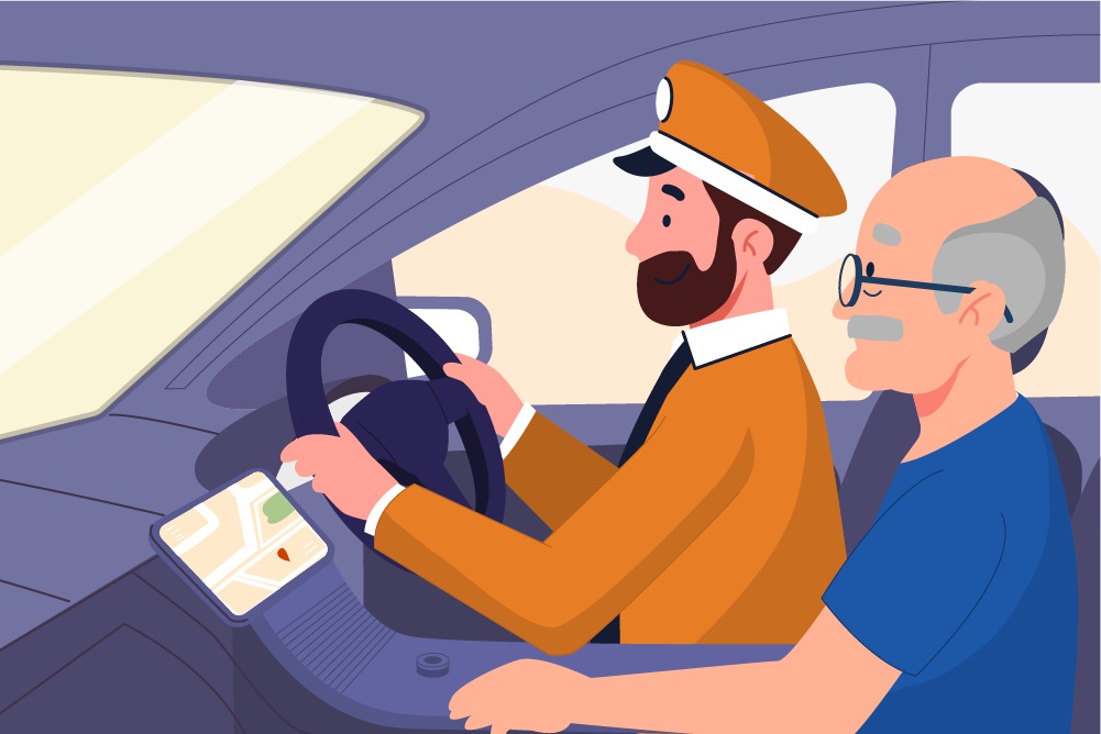A driver with old man