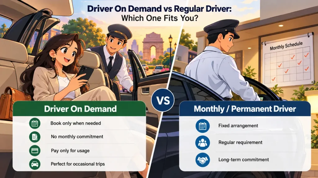 Difference between driver on demand and permanent driver service in Delhi NCR