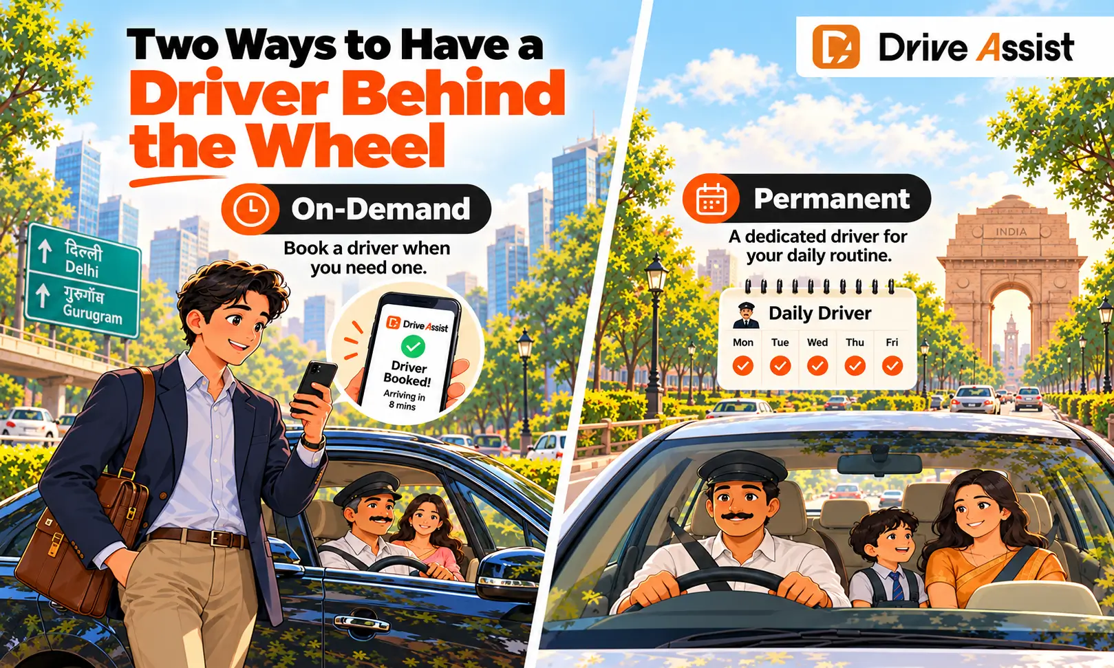 On-demand and permanent driver services for car owners in Delhi NCR